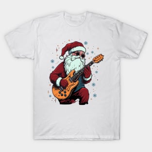 Christmas Guitar Gift Santa Claus Guitarist Funny Guitar T-Shirt